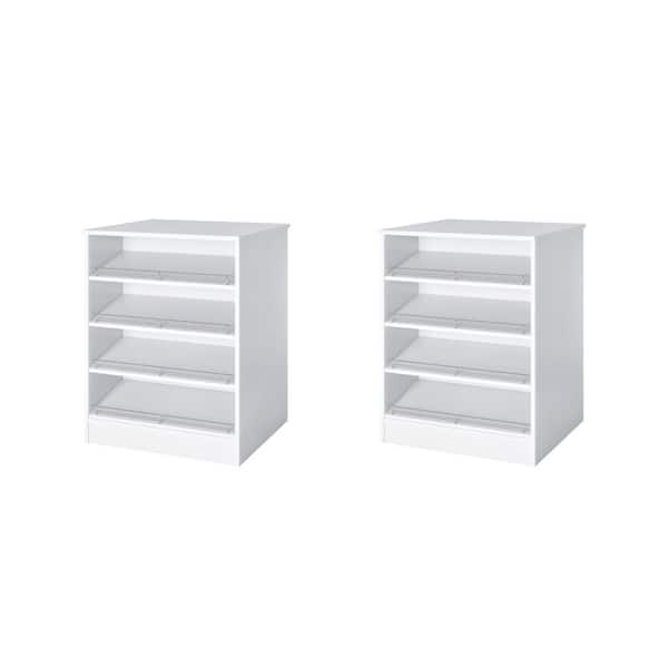 Vista 31.5 in. W White Closet Island Freestanding with Slanted Shoe-Shelves 8-Shelf Wood Closet System