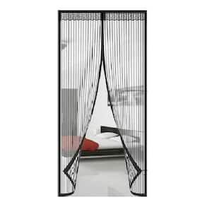 39 in. x 82 in. Black Magnetic Screen Door with Heavy Duty Strong Magnets and Mesh Curtain