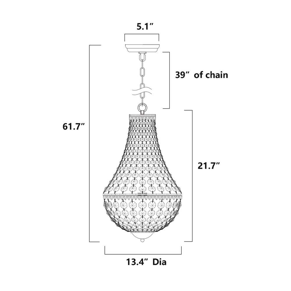 Empire Chrome Crystal 6-Light Candle Chandelier