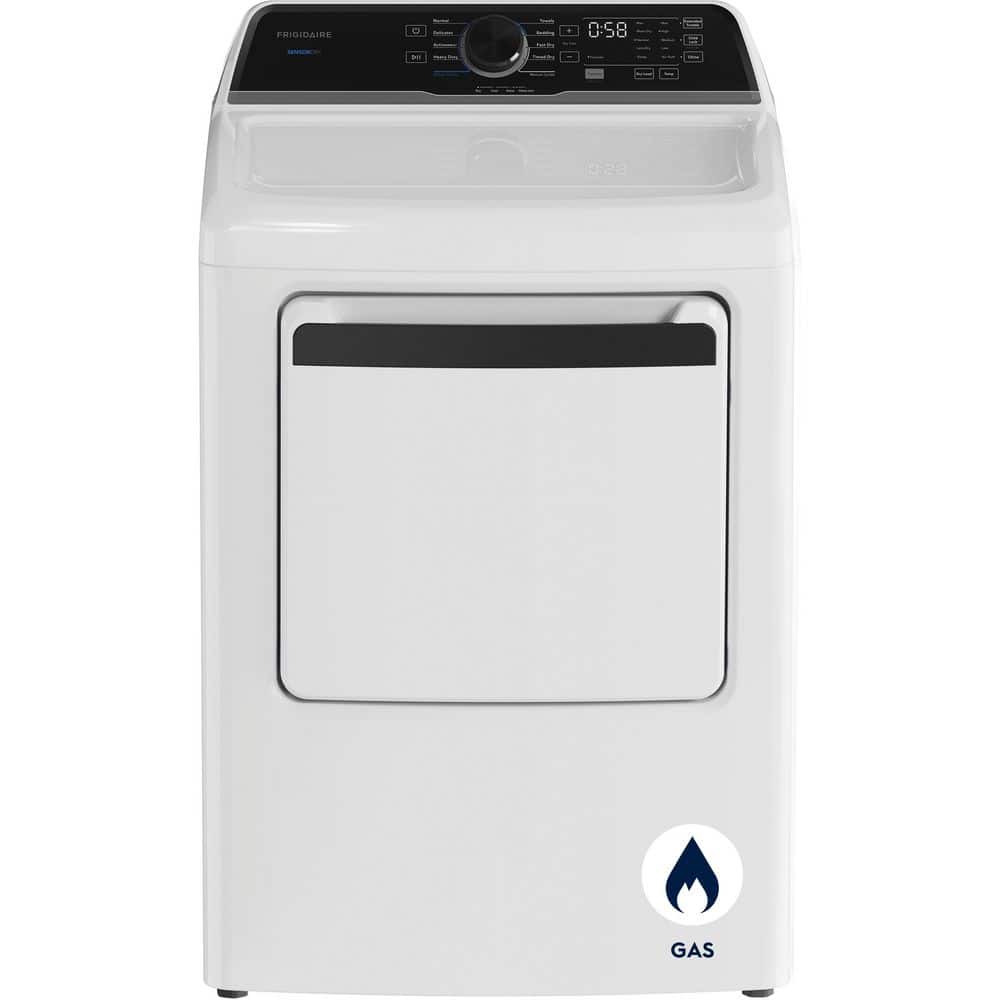 Frigidaire 7 cu.ft. vented Top Load Gas Dryer in White with Dryer Light and Reversible Door