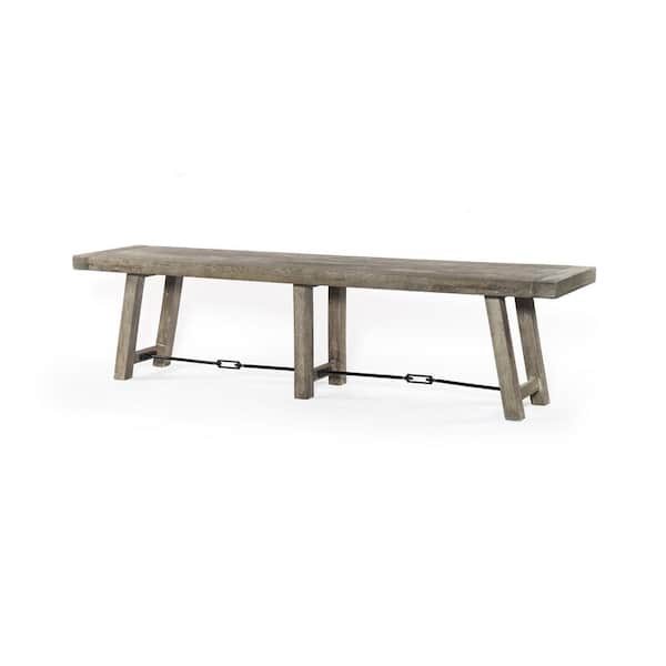 Unbranded Natural Rowan Gray Bench 18 in. H x 72 in. W x 16 in. D