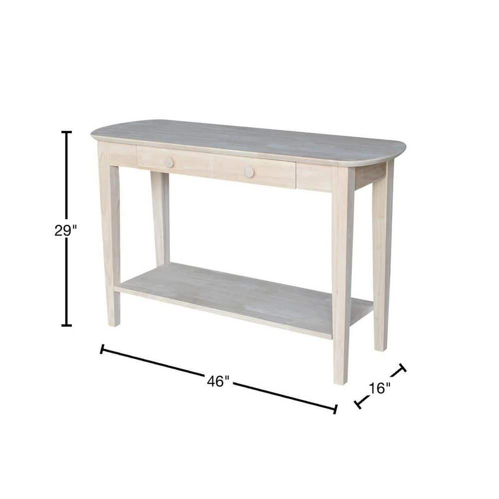 Unfinished Parawood Philips Oval Sofa Table with Storage