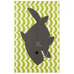 Smiling Shark Green 5 ft. x 8 ft. Whimsical Area Rug