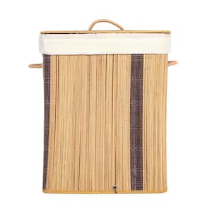 Rectangle Foldable Coconut Sticks Laundry Hamper with Lid and Handles for Easy Carrying