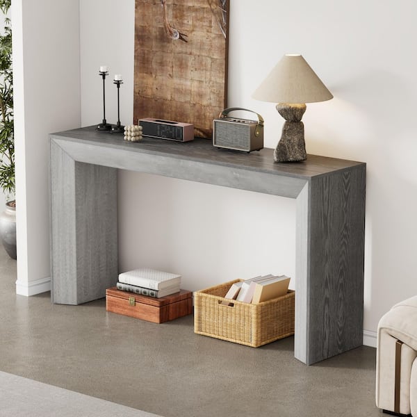 CHRISTOPHER KNIGHT HOME Foster Modern 59 in. Grey Rectangle Wood Console Table