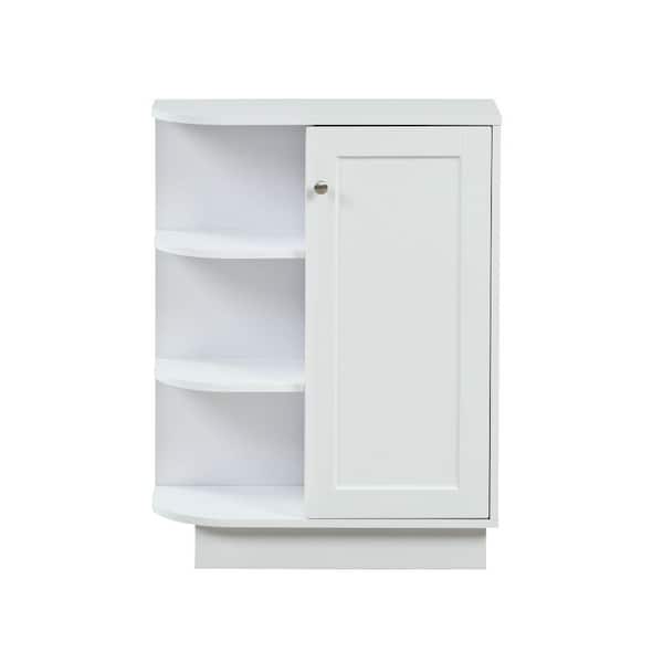 Unbranded 23.6 in. W x 9.7 in. D x 31.3 in. H White Bathroom Linen Cabinet Storage Floor Cabinet with Open Style Shelf