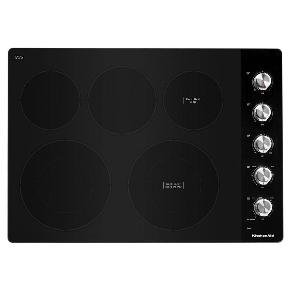 KitchenAid 30 in. Radiant Electric Cooktop in Stainless Steel with 5-Elements and Knob Controls, Silver