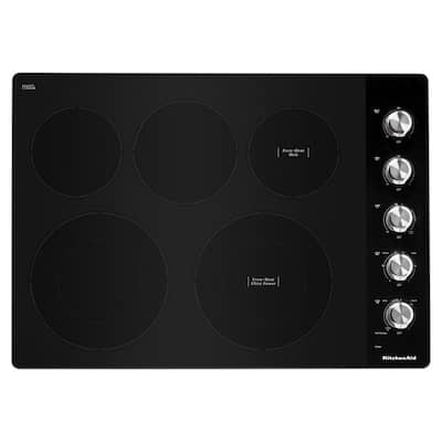 30 in. Radiant Electric Cooktop in Stainless Steel with 5-Elements and Knob Controls