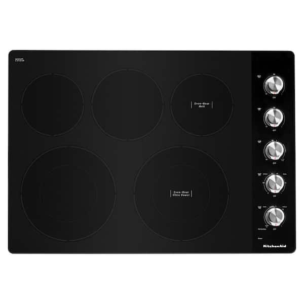 KitchenAid 30 in. Radiant Electric Cooktop in Stainless Steel with 5-Elements and Knob Controls
