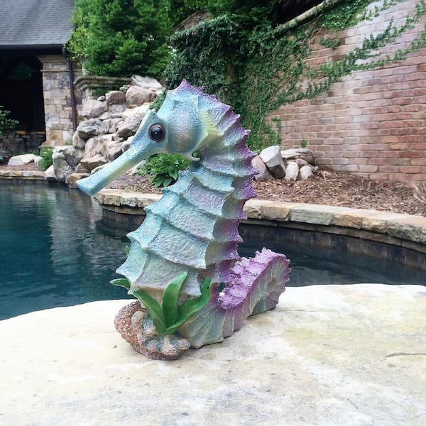 HOMESTYLES 14 in. Seahorse Ocean Nautical Beach Collectible Statue