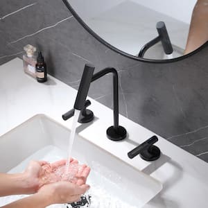 8 in. Widespread Deck Mount 2-Handle Bathroom Faucet in Matte Black