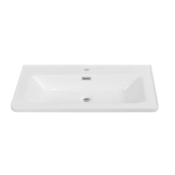Streamline 33.5 in. W x 18.9 in. D Solid Surface Resin Vanity Top in White