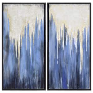 Snowy Drip 1 and 2 Textured Metallic by Martin Edwards Hand Painted Framed Wall Art Print, 24 in. x 48 in. Each