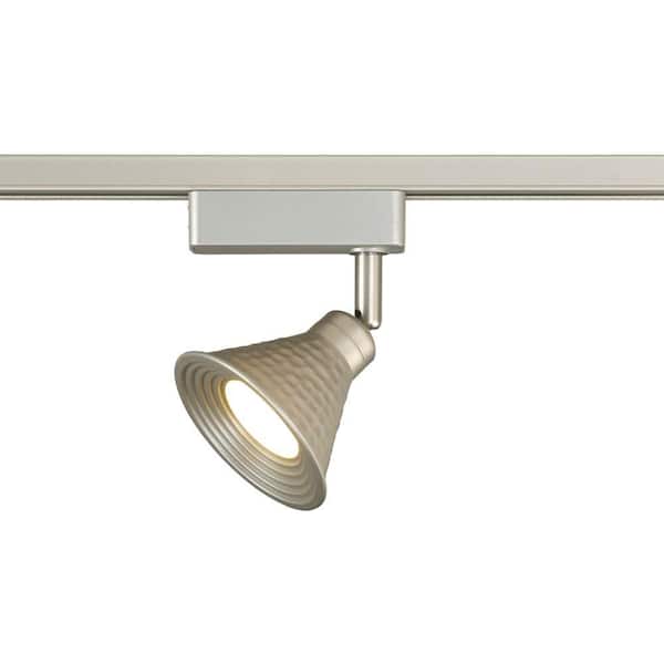 Commercial Electric LED Brushed Nickel Hammered Shade Linear Track Lighting Head