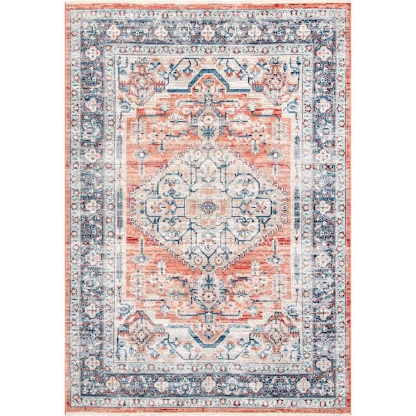 nuLOOM Vintage Zara Medallion Orange 6 ft. x 6 ft. Square Area Rug