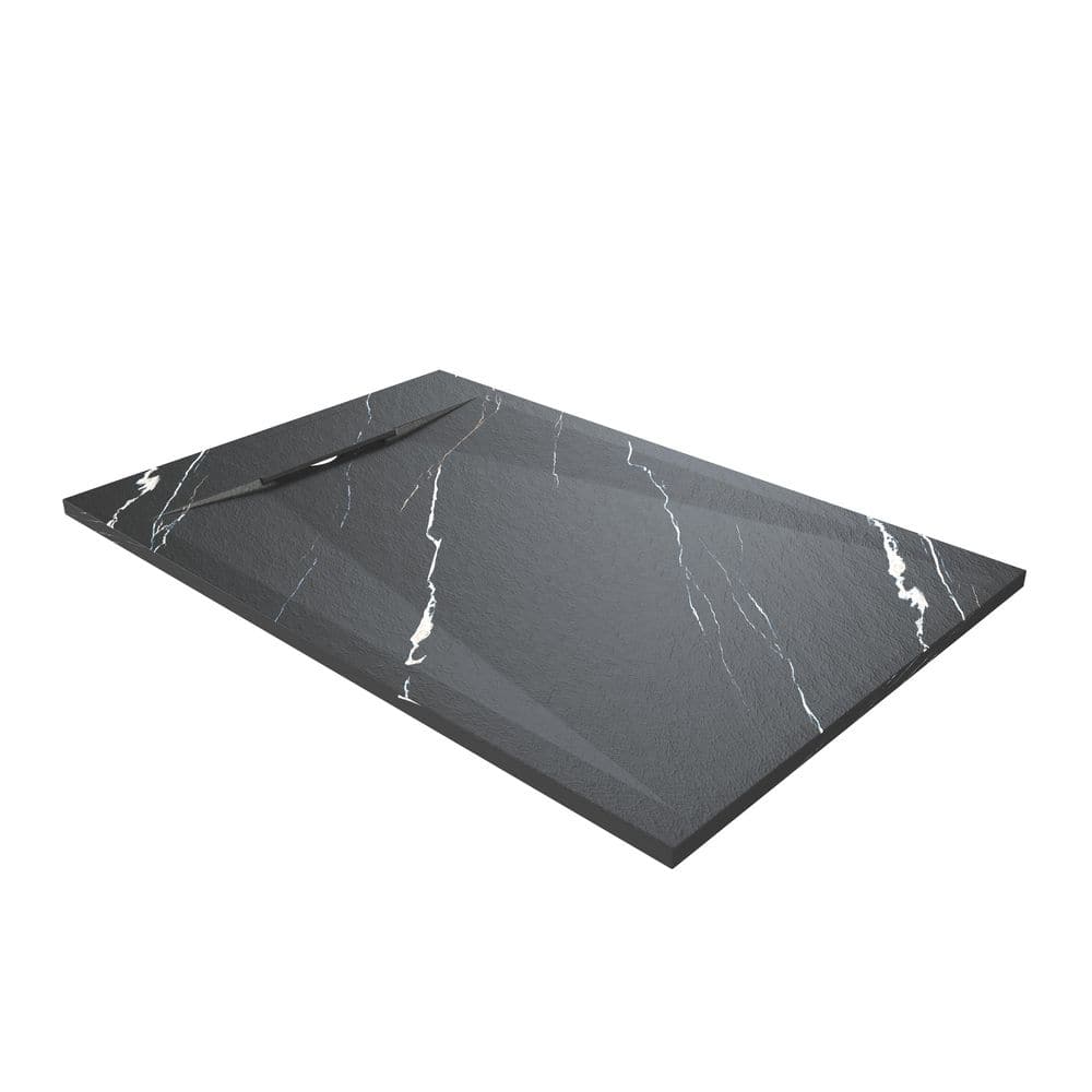 48 in. L x 32 in. W Alcove Shower Pan Base with Reversible Drain in Carrara Black, Low Profile, Wheel Chair Access price history on PriceWatchPro