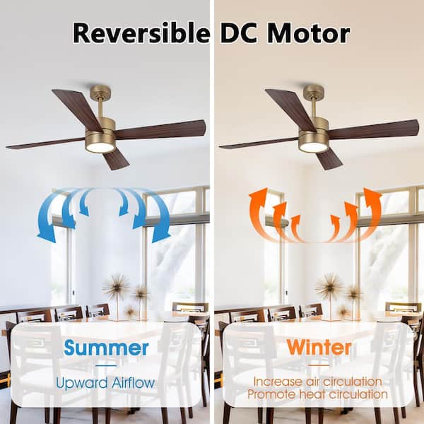 IHOMEadore 52 in. Indoor Modern Gold Downrod 6-Speed Smart Ceiling