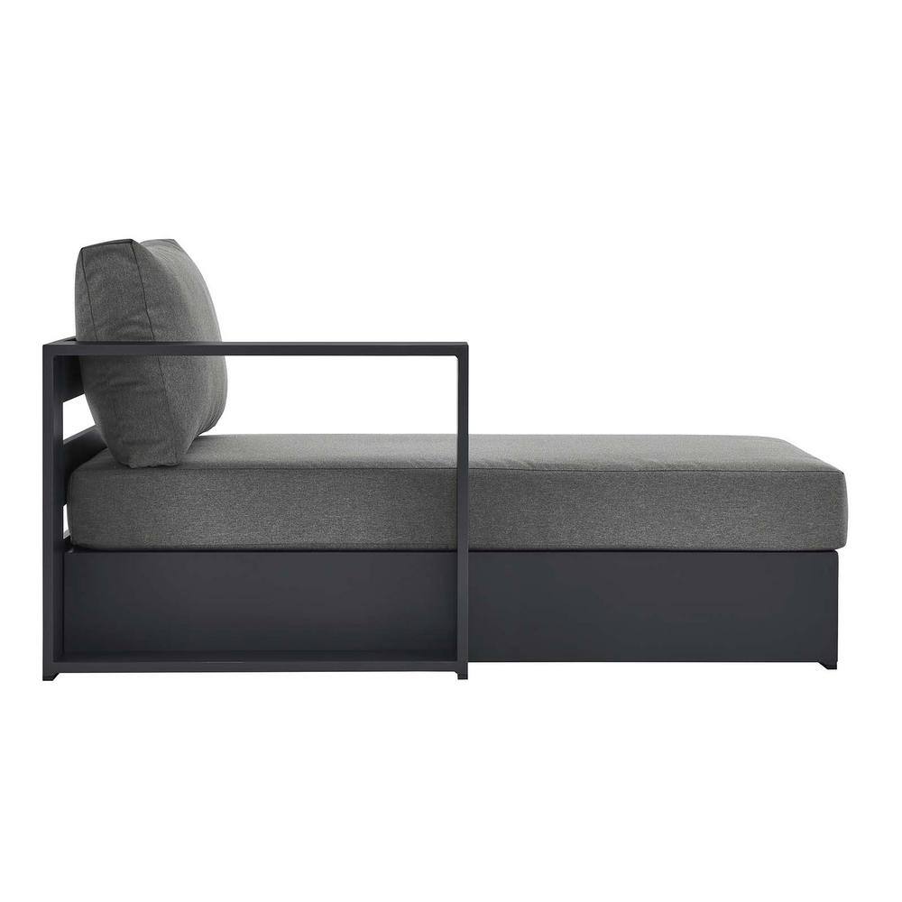 Gray Charcoal Aluminum Outdoor Chaise Lounge with Cushions