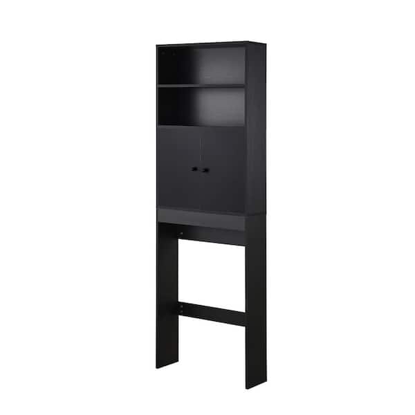 7.87 in. W x 24.80 in. D x 76.77 in. H Black Farmhouse Over The Toilet Cabinet with 2 Door and Reay to Assemble
