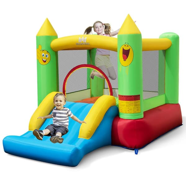 Inflatable Bounce House with Slide Jumping Area and Basketball Hoop Blower Excluded