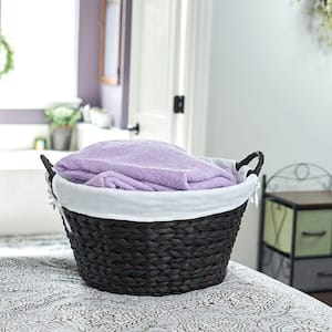 Round Banana Leaf Stained Round Wicker Laundry Basket