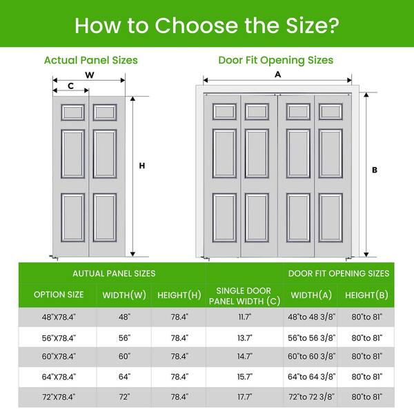 SOCBAZZAR 48 in. x 78.4 in. 3-Panel Hollow Core White Primed