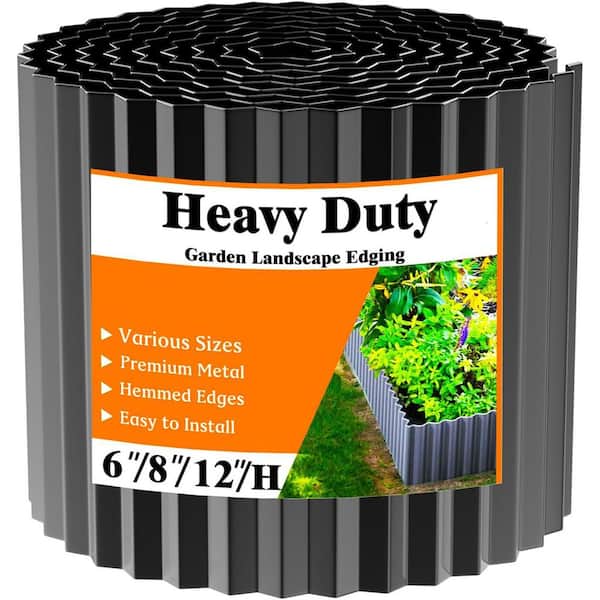 6 in. x 40 ft. Black Corrugated Metal Garden Edging for Landscaping