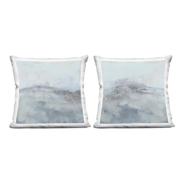 Misty Horizon View Gray Print Zipper Polyester 18 in. X 18 in. Throw Pillow Set of 2