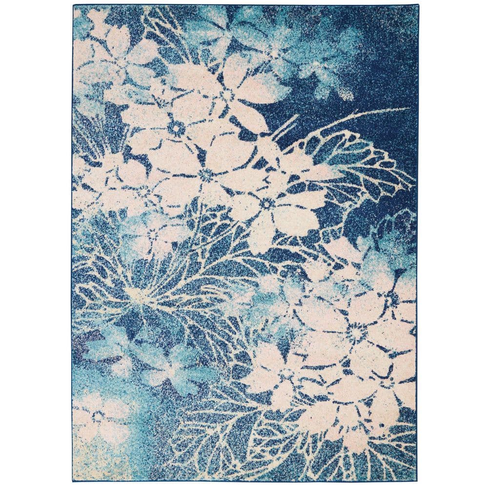 Navy Pink Floral Elegance Viscose 6' x 9' Area Rug