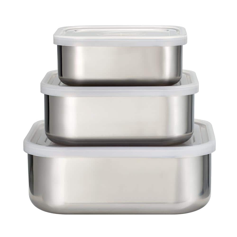 1pc Square Stainless Steel 304 Food Storage Container With Lid For