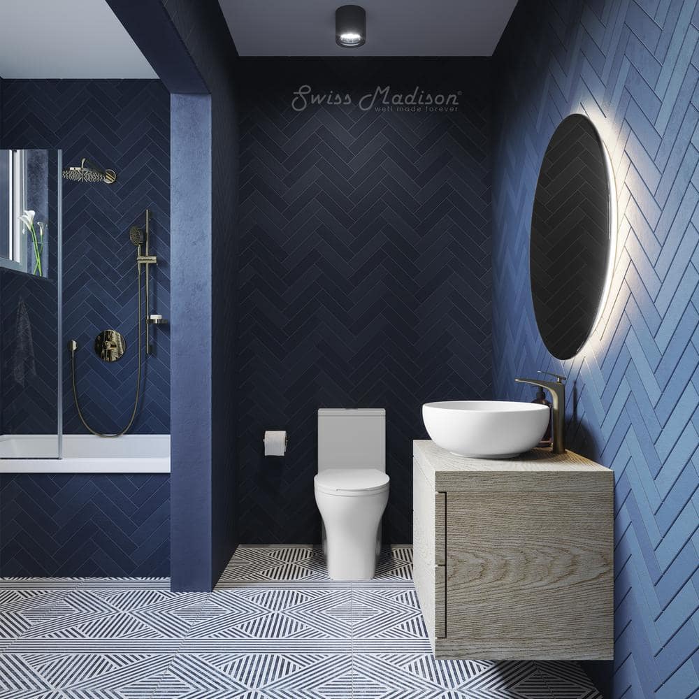 Glossy White Round Ceramic Dual-Flush Toilet