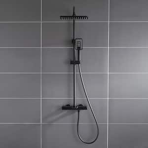 3-Spray Patterns 11.4 in. x 7.5 in. Fixed and Handheld Shower Head Wall Mount Dual Shower Heads 1.8 GPM in Matte Black