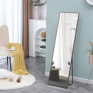 17 in. W x 60 in. H Rectangle Brown Solid Wood Frame Full-Length Mirror, Dressing Mirror
