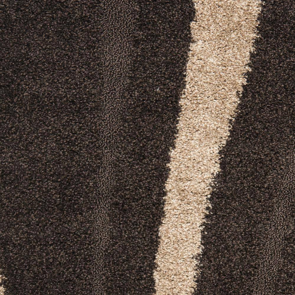 Florida Shag Dark Brown and Beige 4' x 6' Area Rug