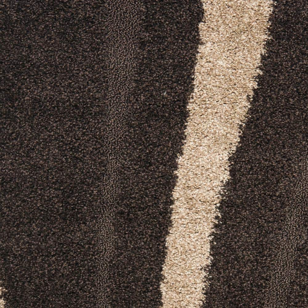 Florida Shag Dark Brown and Beige Synthetic Area Rug