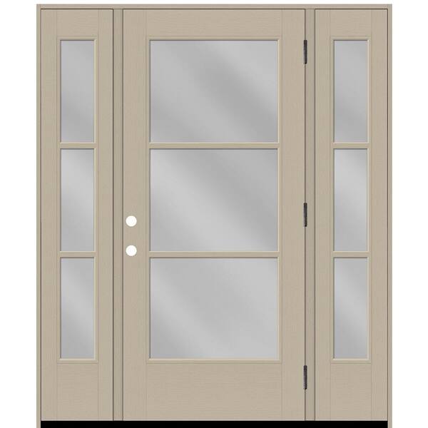 Steves & Sons Legacy 64 in. x 80 in. Icon 3 Lite Modern Clear Glass LHOS Sandston Mahogany Fiberglass Prehung Front Door dB 12 in.
