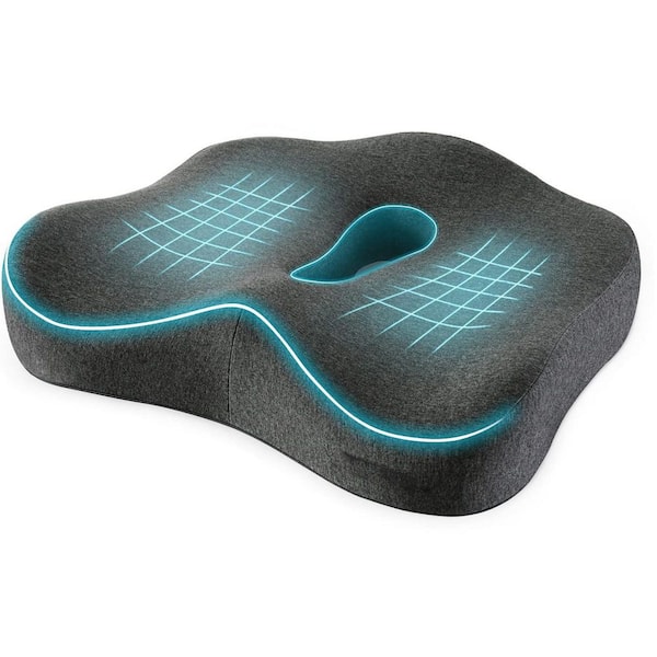 Orthopedic Memory Foam Seat Cushion for Back Pain Relief, Sciatica, Tailbone, and Coccyx-Dark Gray, 1-Pack