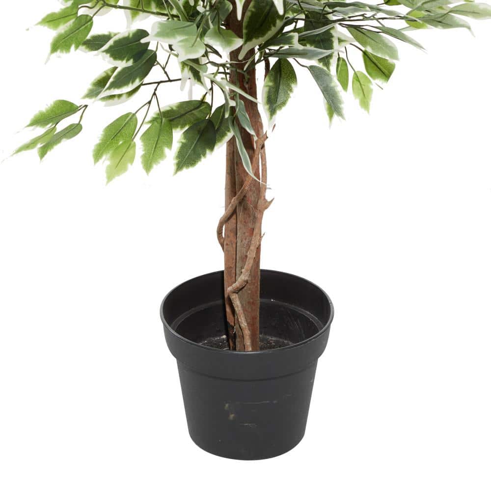 Empire Green 73" Artificial Ficus Floor Plant in Black Plastic Pot