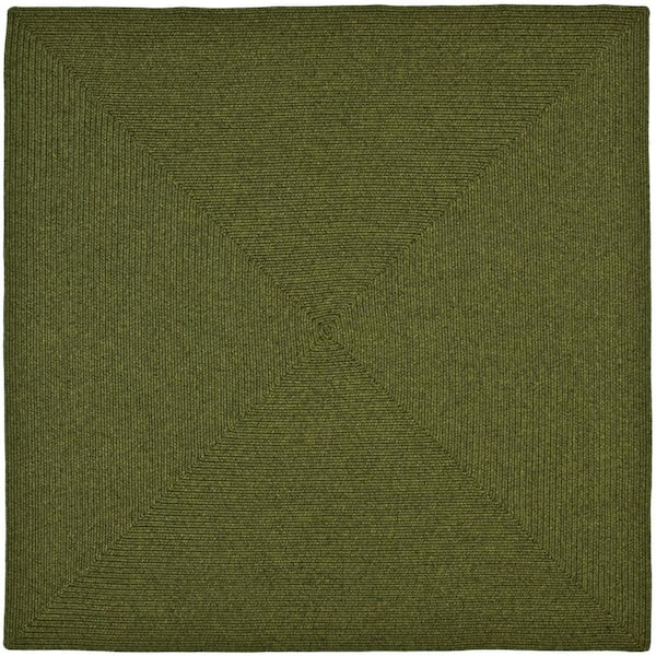 SAFAVIEH Braided Green 3 ft. x 3 ft. Solid Color Gradient Square Area Rug