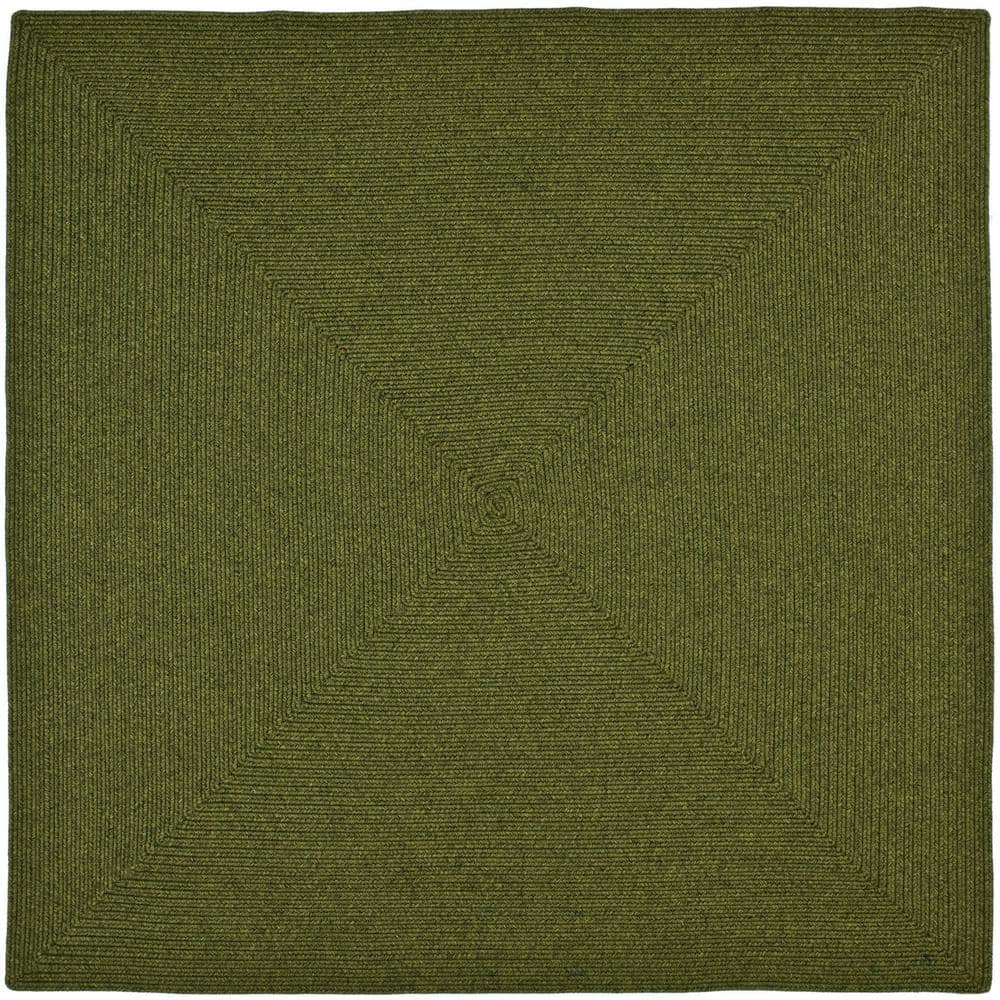 Green Braided Handmade Reversible Square Area Rug