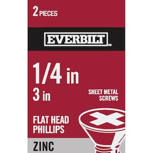 #14 x 3 in. Phillips Flat Head Zinc Plated Sheet Metal Screw (2-Pack)