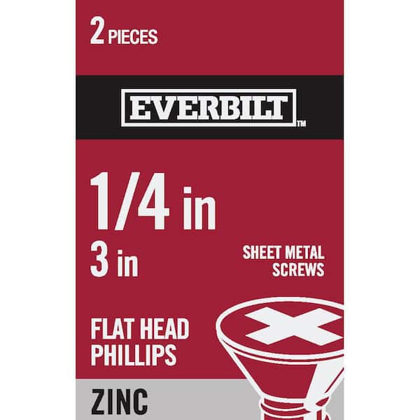 #14 x 3 in. Phillips Flat Head Zinc Plated Sheet Metal Screw (2-Pack)