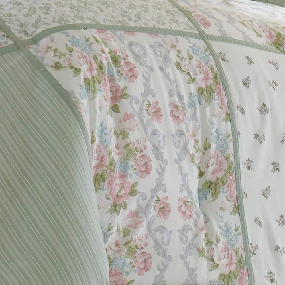 Queen White Cotton Reversible Comforter Set with Frills