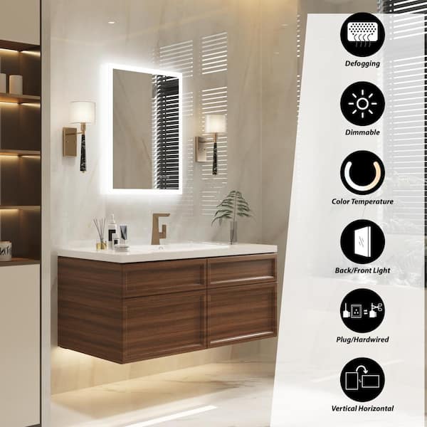 Galaxy 24 in. W x 32 in. H Rectangular Frameless LED Anti-Fog Wall-Mounted Bathroom Vanity Mirror in Aluminum