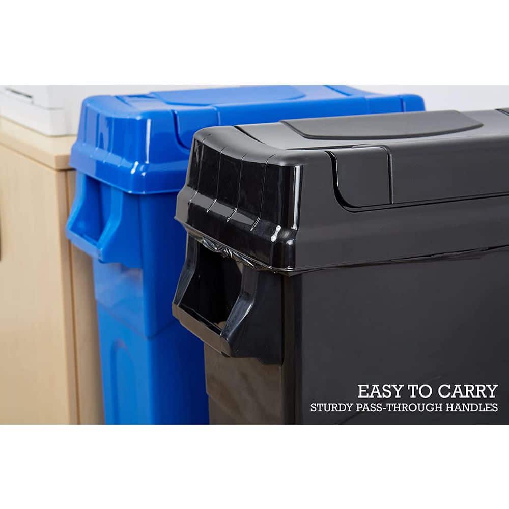 Black 23-Gallon Plastic Wheeled Trash Can with Swing Lid