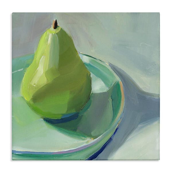 Stupell Industries Pear On Dish Still Life by Jenny Westenhofer Unframed Food Graphic Art Print 36 in. x 36 in.