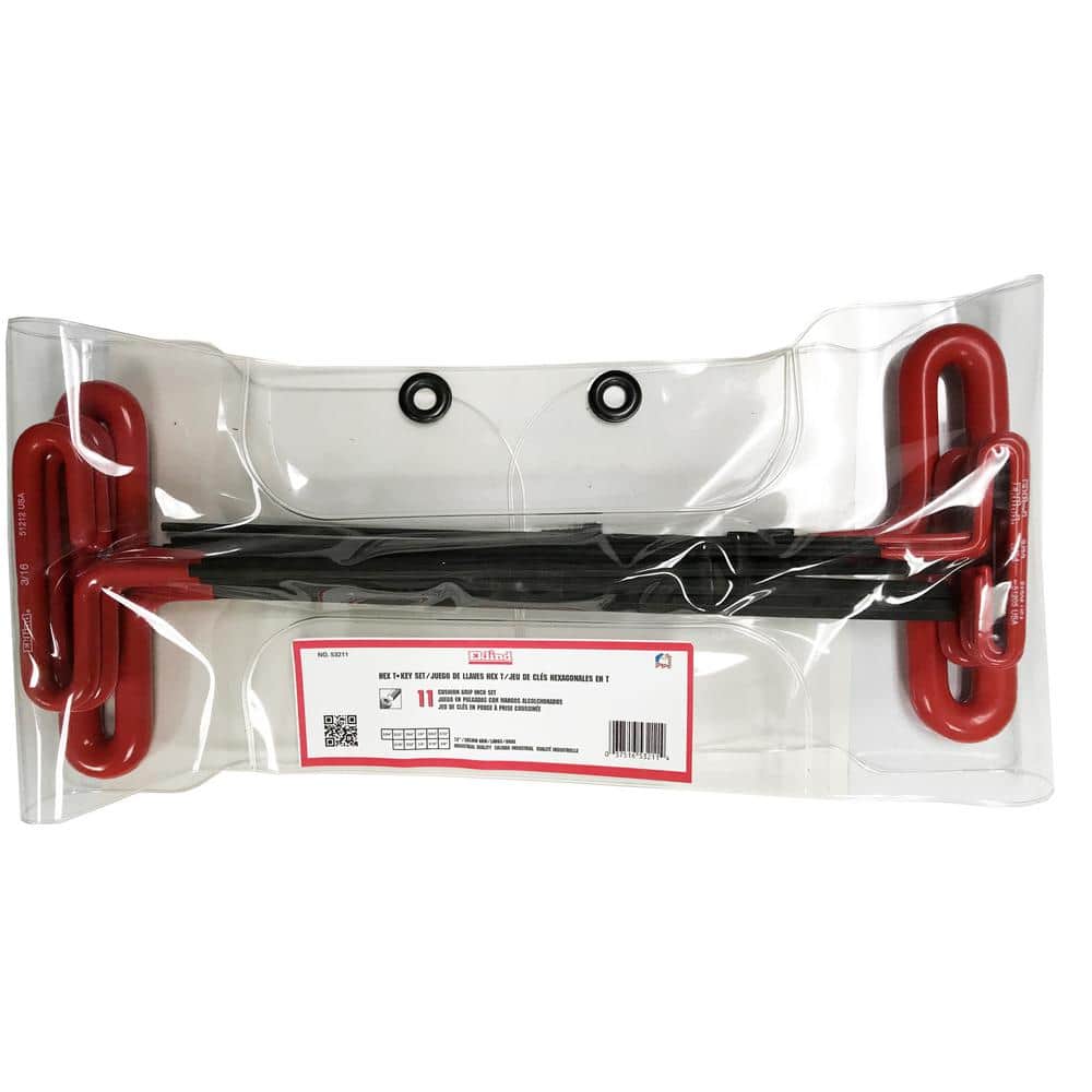 12 in. Series Cushion Grip Hex T-Key Set with Pouch Sizes 5/64 in. to 3/8 i