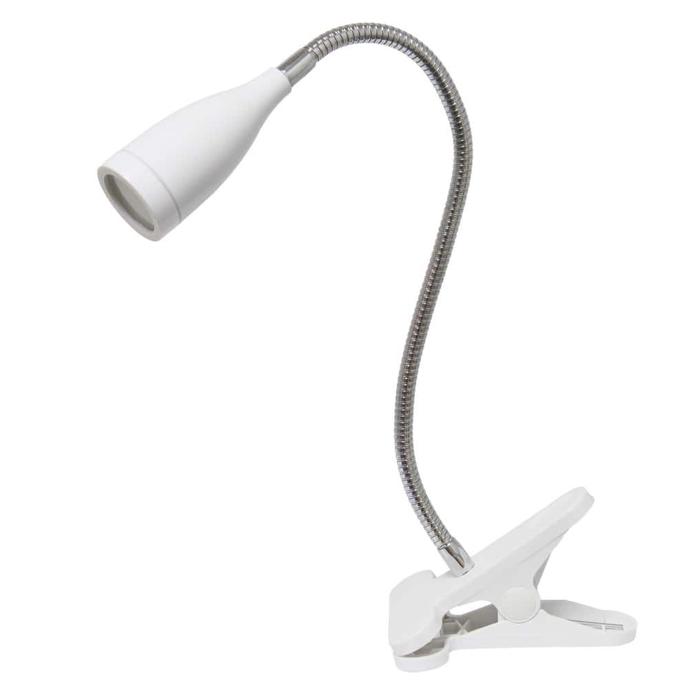 Creekwood home Sleek Essentials 17.25 in. White Basic Clip on Lights LED Light Desk Lamp for Office with Flexible Gooseneck