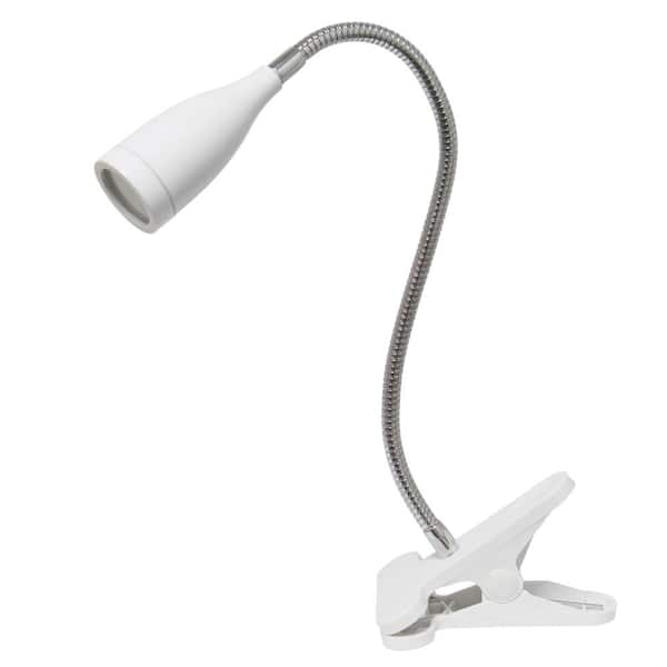 Creekwood home Sleek Essentials 17.25 in. White Basic Clip on Lights LED Light Desk Lamp for Office with Flexible Gooseneck