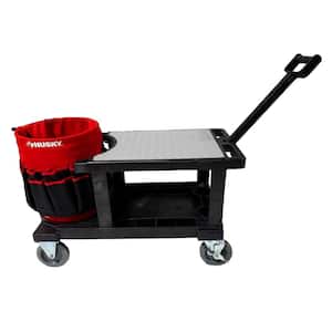 Workshop Solutions Tradesman Cart w/Bucket Jockey Tool Apron - Heavy Duty 5" Wheel Casters and Handle For Easy Rolling